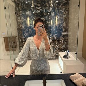 Silver Sequin Mini Dress NWT